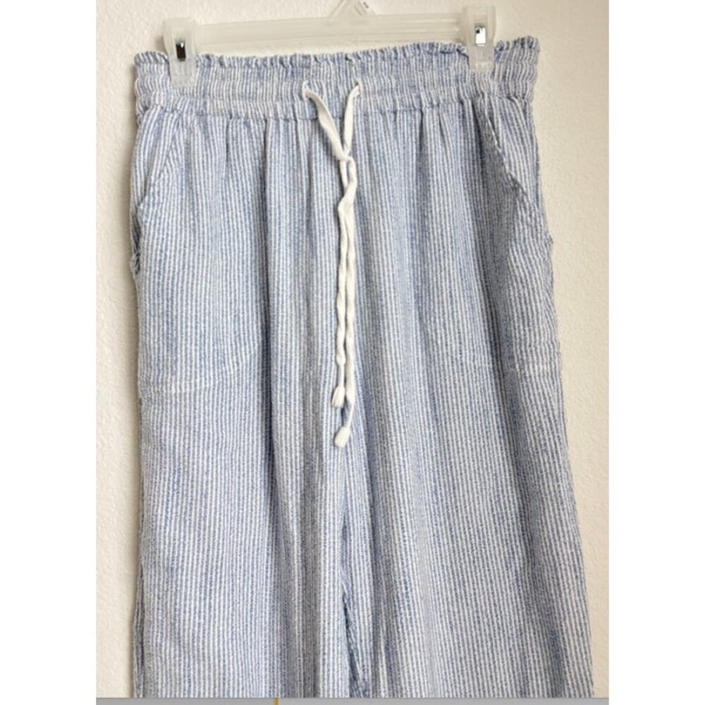 Aerie Blue Striped Pull On Casual Beach Pants Size Medium - Picture 3 of 5
